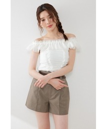 フリルオフショルカットトップス 夏服