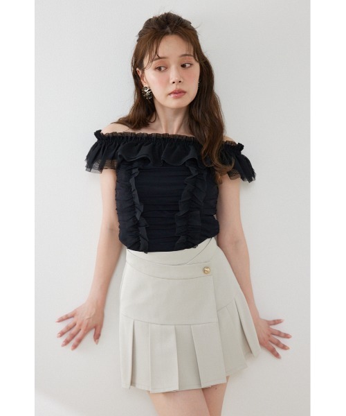 rienda(リエンダ)の「フリルオフショルカットトップス 夏服(Tシャツ/カットソー・レディース・ブラック/ホワイト/グレー・FREE)」の17枚目の写真
