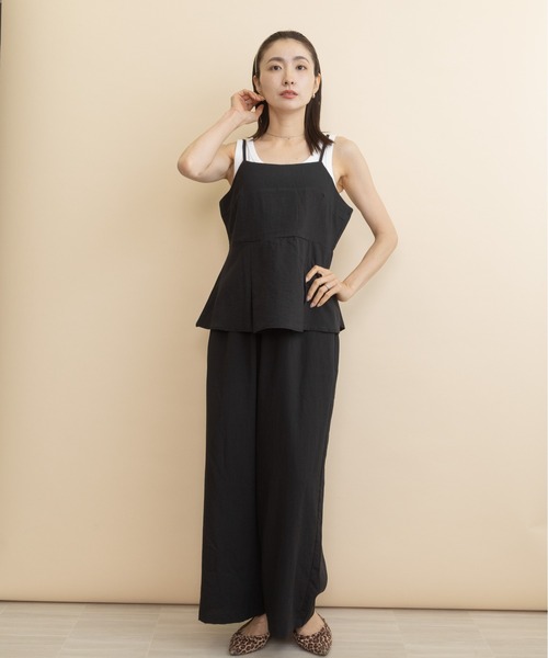 lodie(ロディ)の「【ラグジュアリー セットアップ】フレアーキャミトップスとワイドパンツ(セットアップ・レディース・ブラック/ブラウン・FREE)」の4枚目の写真