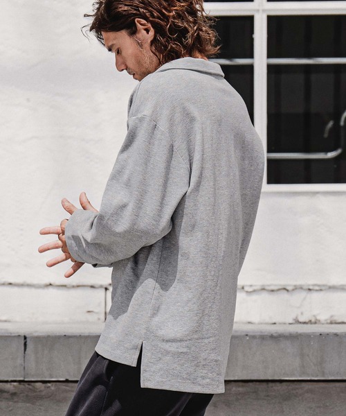 CAMBIO（カンビオ）の「ms6574-Ripple Knit Skipper Polo スキッパーポロシャツ(A72326cmb)（ポロシャツ・メンズ・ホワイト/オートミール/ブラック/ミックスグレー・S/M/L）」の10枚目の写真