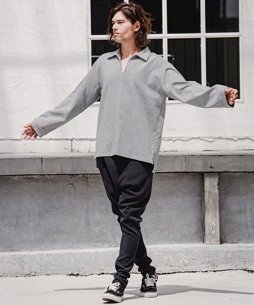 CAMBIO（カンビオ）の「ms6574-Ripple Knit Skipper Polo スキッパーポロシャツ(A72326cmb)（ポロシャツ・メンズ・ホワイト/オートミール/ブラック/ミックスグレー・S/M/L）」の11枚目の写真