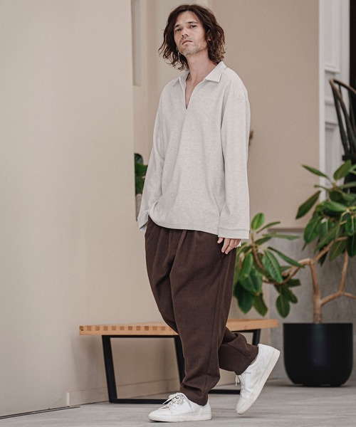 CAMBIO（カンビオ）の「ms6574-Ripple Knit Skipper Polo スキッパーポロシャツ(A72326cmb)（ポロシャツ・メンズ・ホワイト/オートミール/ブラック/ミックスグレー・S/M/L）」の15枚目の写真