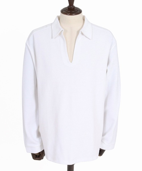CAMBIO（カンビオ）の「ms6574-Ripple Knit Skipper Polo スキッパーポロシャツ(A72326cmb)（ポロシャツ・メンズ・ホワイト/オートミール/ブラック/ミックスグレー・S/M/L）」の21枚目の写真