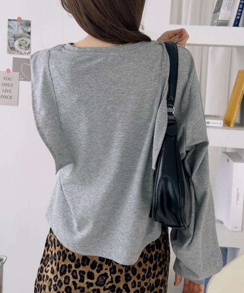 Ada.（エイダ）の「肩 フリル スウェット プルオーバー（Tシャツ/カットソー・レディース・チャコールグレー/杢グレー/アイボリー・FREE）」の5枚目の写真