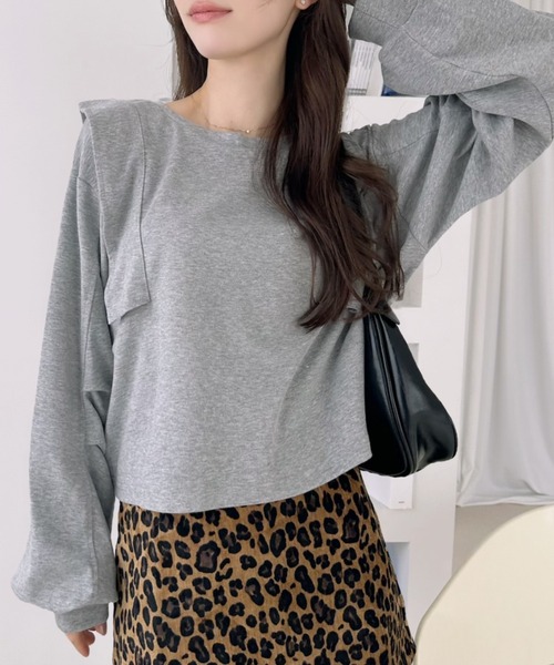 Ada.（エイダ）の「肩 フリル スウェット プルオーバー（Tシャツ/カットソー・レディース・チャコールグレー/杢グレー/アイボリー・FREE）」の7枚目の写真