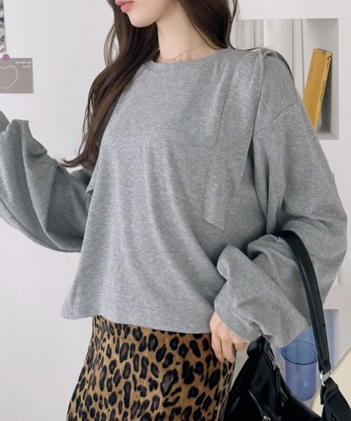 Ada.（エイダ）の「肩 フリル スウェット プルオーバー（Tシャツ/カットソー・レディース・チャコールグレー/杢グレー/アイボリー・FREE）」の10枚目の写真