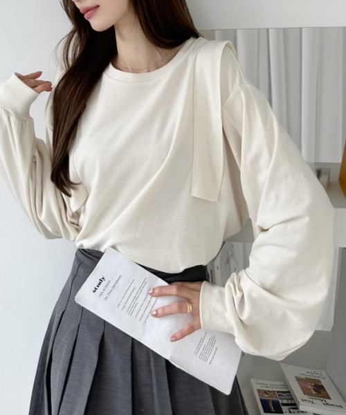Ada.（エイダ）の「肩 フリル スウェット プルオーバー（Tシャツ/カットソー・レディース・チャコールグレー/杢グレー/アイボリー・FREE）」の11枚目の写真