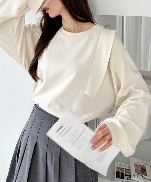 Ada.（エイダ）の「肩 フリル スウェット プルオーバー（Tシャツ/カットソー・レディース・チャコールグレー/杢グレー/アイボリー・FREE）」の18枚目の写真