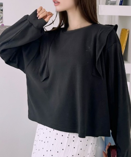 Ada.（エイダ）の「肩 フリル スウェット プルオーバー（Tシャツ/カットソー・レディース・チャコールグレー/杢グレー/アイボリー・FREE）」の19枚目の写真