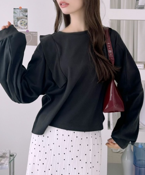 Ada.（エイダ）の「肩 フリル スウェット プルオーバー（Tシャツ/カットソー・レディース・チャコールグレー/杢グレー/アイボリー・FREE）」の20枚目の写真