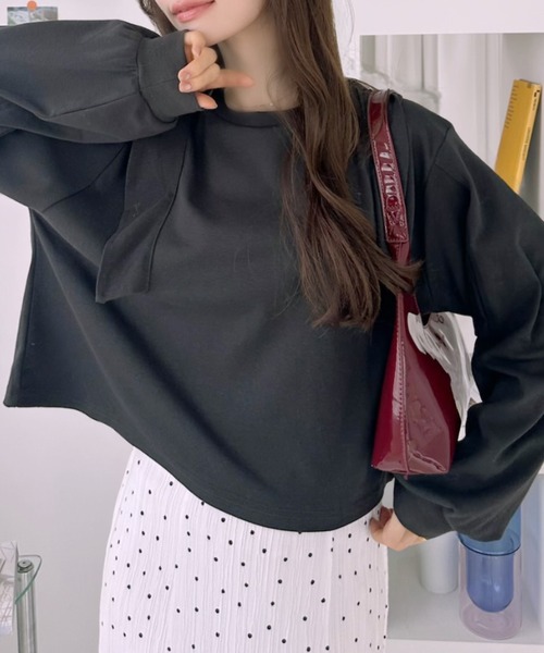 Ada.（エイダ）の「肩 フリル スウェット プルオーバー（Tシャツ/カットソー・レディース・チャコールグレー/杢グレー/アイボリー・FREE）」の21枚目の写真