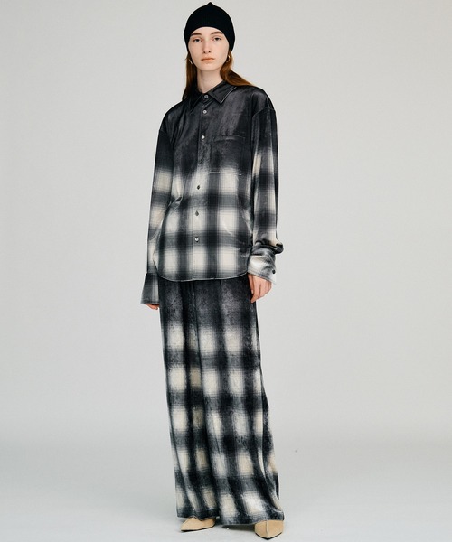 PRANK PROJECT(プランクプロジェクト)の「【2026Autumn Pre-Order】フェーデッドチェックベロアシャツ / Faded Check Velour Shirt(シャツ/ブラウス・レディース・ブラック・FREE)」の3枚目の写真