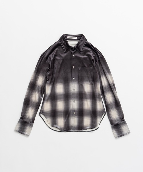 PRANK PROJECT(プランクプロジェクト)の「【2026Autumn Pre-Order】フェーデッドチェックベロアシャツ / Faded Check Velour Shirt(シャツ/ブラウス・レディース・ブラック・FREE)」の10枚目の写真