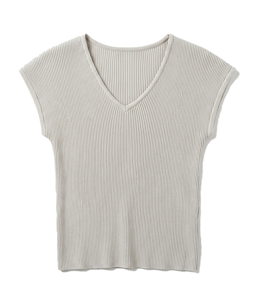 KIMDOH(キムド)の「Silenzio V-Neck Top Light Gray(ニット/セーター・レディース・ライトグレー/ブラック・FREE)」の1枚目の写真