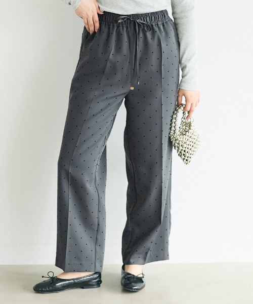 coca（coca）（コカ）の「フロッキードットワイドパンツ（その他パンツ・レディース・チャコール/ブラック・L/M/S）」の2枚目の写真