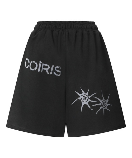 COIRIS(コイリス)の「ドレンバッグロゴバミューダスウェットハーフパンツ 男女共用 (2カラー)(スウェットパンツ・レディース・ブラック/ライトグレー・FREE)」の1枚目の写真