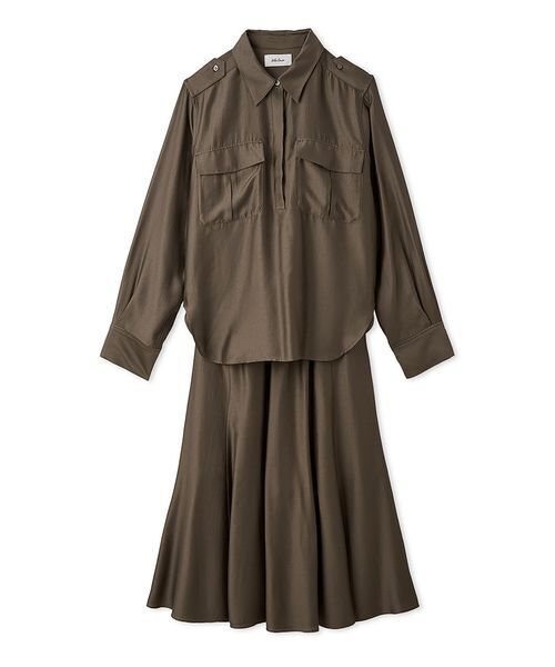 Mila Owen(ミラオーウェン)の「シルキータッチシャツ×ナロースカートSET UP(ワンピース・レディース・ミント/ブラウン/アイボリー・0/1)」の1枚目の写真
