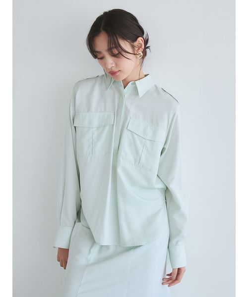Mila Owen(ミラオーウェン)の「シルキータッチシャツ×ナロースカートSET UP(ワンピース・レディース・ミント/ブラウン/アイボリー・0/1)」の11枚目の写真
