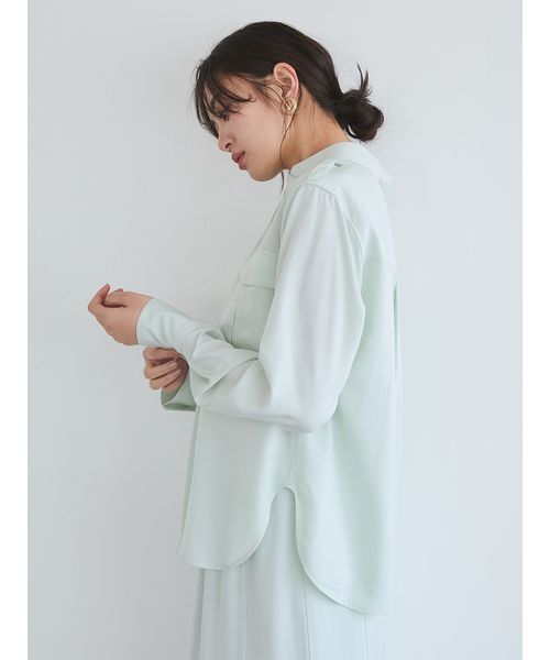 Mila Owen(ミラオーウェン)の「シルキータッチシャツ×ナロースカートSET UP(ワンピース・レディース・ミント/ブラウン/アイボリー・0/1)」の12枚目の写真
