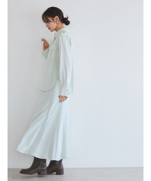 Mila Owen(ミラオーウェン)の「シルキータッチシャツ×ナロースカートSET UP(ワンピース・レディース・ミント/ブラウン/アイボリー・0/1)」の15枚目の写真