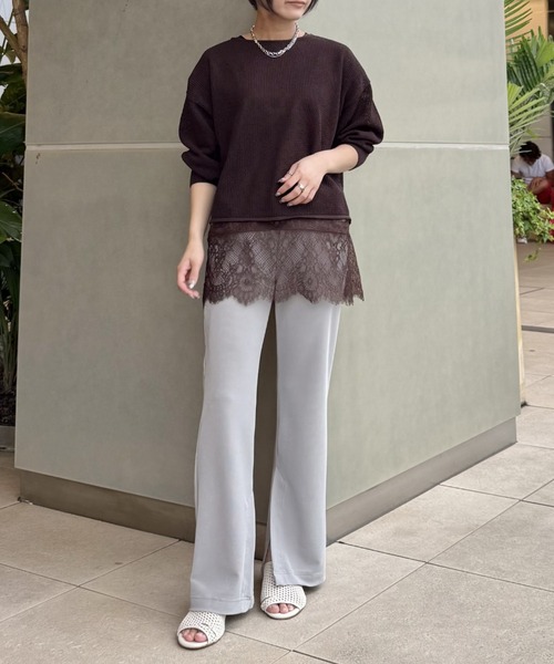 LOVELESS(ラブレス)の「コードピケ 2WAYストレッチ スリムパンツ(その他パンツ・レディース・ライトベージュ/ブラック・34/36)」の3枚目の写真