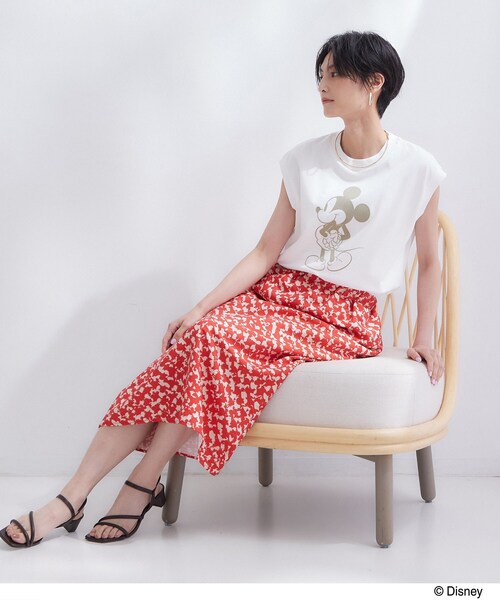 OPAQUE.CLIP(オペークドットクリップ)の「「Mickey Mouse」フロッキープリント フレンチスリーブTシャツ《洗濯機OK》(Tシャツ/カットソー・レディース・ホワイト/ダークブラウン/チャコールグレー・99)」の22枚目の写真