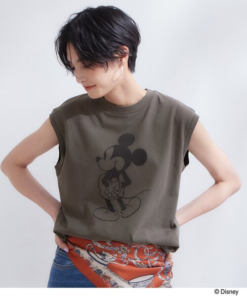 OPAQUE.CLIP(オペークドットクリップ)の「「Mickey Mouse」フロッキープリント フレンチスリーブTシャツ《洗濯機OK》(Tシャツ/カットソー・レディース・ホワイト/ダークブラウン/チャコールグレー・99)」の20枚目の写真