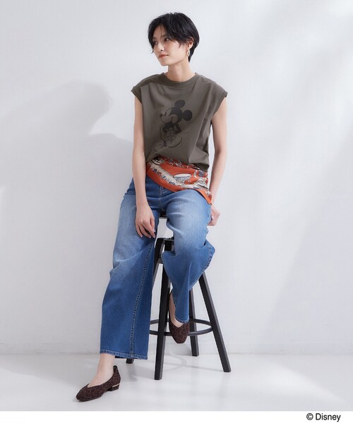 OPAQUE.CLIP(オペークドットクリップ)の「「Mickey Mouse」フロッキープリント フレンチスリーブTシャツ《洗濯機OK》(Tシャツ/カットソー・レディース・ホワイト/ダークブラウン/チャコールグレー・99)」の19枚目の写真
