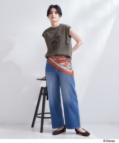 OPAQUE.CLIP(オペークドットクリップ)の「「Mickey Mouse」フロッキープリント フレンチスリーブTシャツ《洗濯機OK》(Tシャツ/カットソー・レディース・ホワイト/ダークブラウン/チャコールグレー・99)」の18枚目の写真