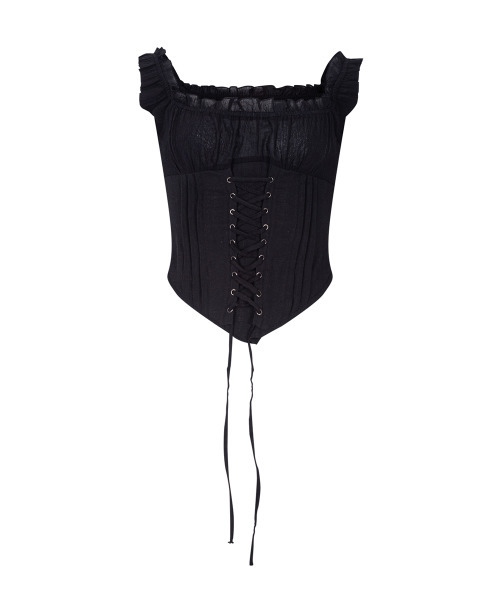 PLEASENOFOLLOW（プリーズノーフォロー）の「Della Corset Shirt Top (Black)（シャツ/ブラウス・レディース・その他・SMALL/MEDIUM）」の2枚目の写真