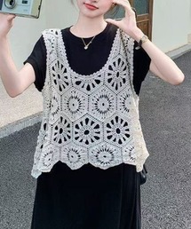 クロシェ編みビスチェトップス