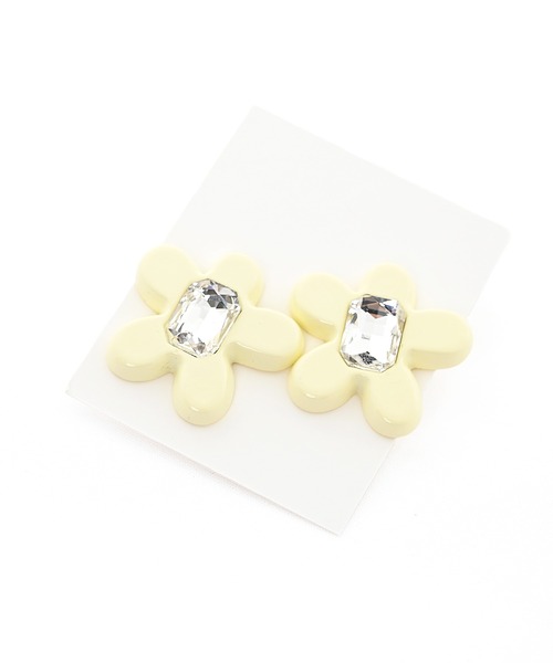 Narcissus(ナルシス)の「【Narcissus】フラワービジューピアス / お花 ピアス(ピアス(両耳用)・レディース・ブラック/アイボリー・FREE)」の1枚目の写真