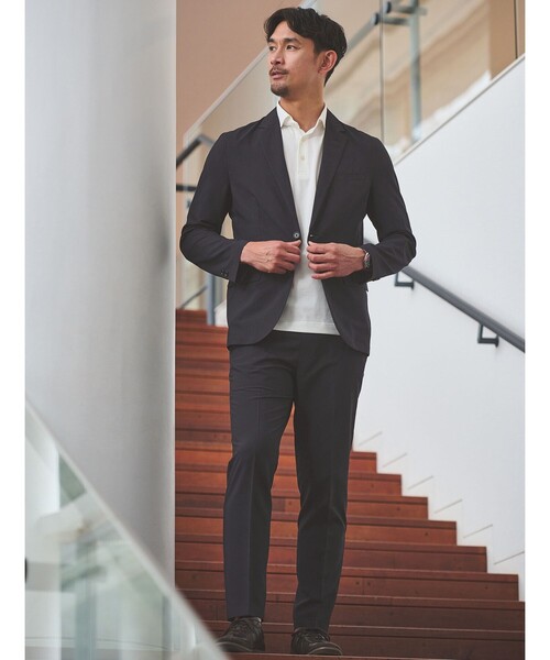 green label relaxing（グリーンレーベルリラクシング）の「【WEB限定】JUST fit ドライポリエステル ナロー セットアップ -吸水速乾-（セットアップ・メンズ・ブラック/ネイビー/ダークグレー・L/M/XS/XL/XXL/S）」の3枚目の写真