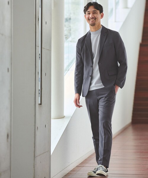 green label relaxing（グリーンレーベルリラクシング）の「【WEB限定】JUST fit ドライポリエステル ナロー セットアップ -吸水速乾-（セットアップ・メンズ・ブラック/ネイビー/ダークグレー・L/M/XS/XL/XXL/S）」の2枚目の写真