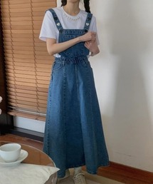 デニムサロペットワンピース