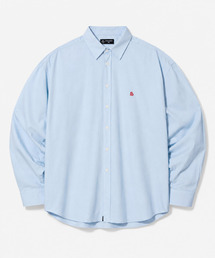 タグアナットボタン オーバーサイズ リネンシャツ [ライトブルー]