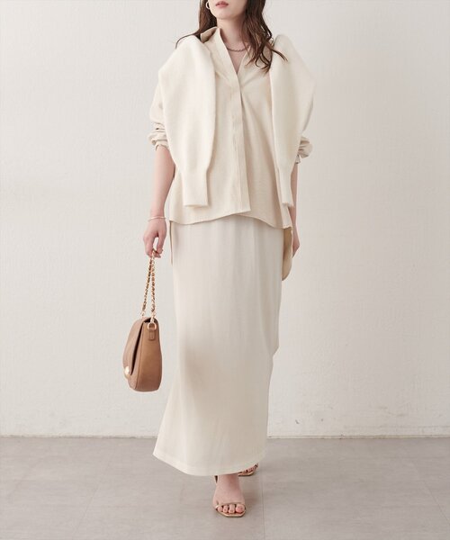 natural couture(ナチュラルクチュール)の「ピーチスキンオーバーサイズシャツ(シャツ/ブラウス・レディース・チャコールグレー/ベージュ/アイボリー/ブラウン・FREE)」の20枚目の写真