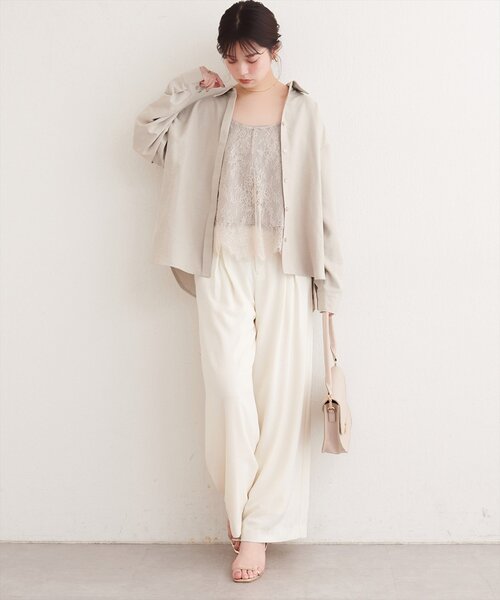 natural couture(ナチュラルクチュール)の「ピーチスキンオーバーサイズシャツ(シャツ/ブラウス・レディース・チャコールグレー/ベージュ/アイボリー/ブラウン・FREE)」の11枚目の写真