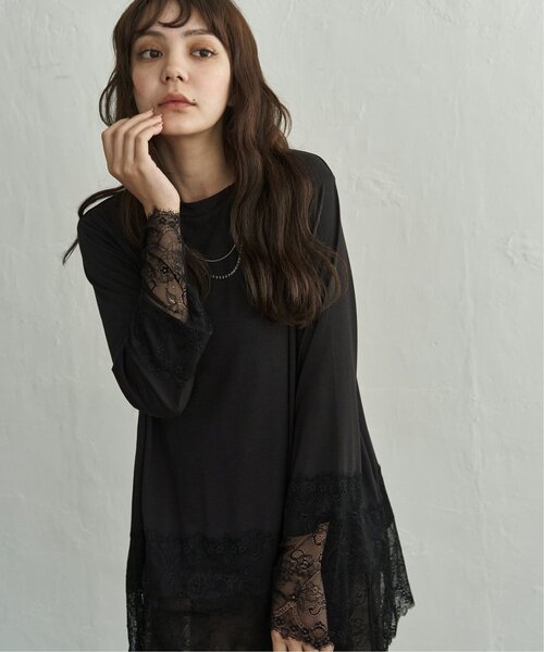 notch.（ノッチ）の「レース付きロンT（Tシャツ/カットソー・レディース・オフホワイト/ブラック・M）」の3枚目の写真