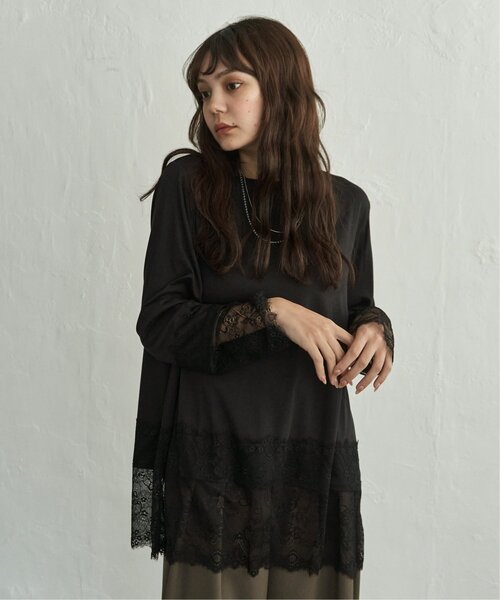 notch.（ノッチ）の「レース付きロンT（Tシャツ/カットソー・レディース・オフホワイト/ブラック・M）」の6枚目の写真