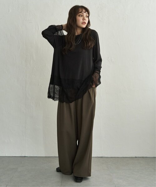 notch.（ノッチ）の「レース付きロンT（Tシャツ/カットソー・レディース・オフホワイト/ブラック・M）」の8枚目の写真