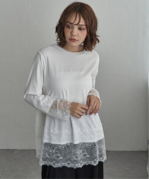 notch.（ノッチ）の「レース付きロンT（Tシャツ/カットソー・レディース・オフホワイト/ブラック・M）」の12枚目の写真