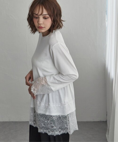 notch.（ノッチ）の「レース付きロンT（Tシャツ/カットソー・レディース・オフホワイト/ブラック・M）」の14枚目の写真