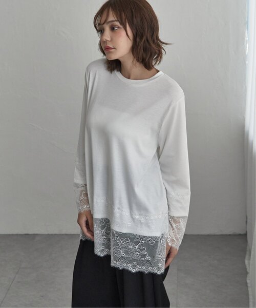 notch.（ノッチ）の「レース付きロンT（Tシャツ/カットソー・レディース・オフホワイト/ブラック・M）」の16枚目の写真