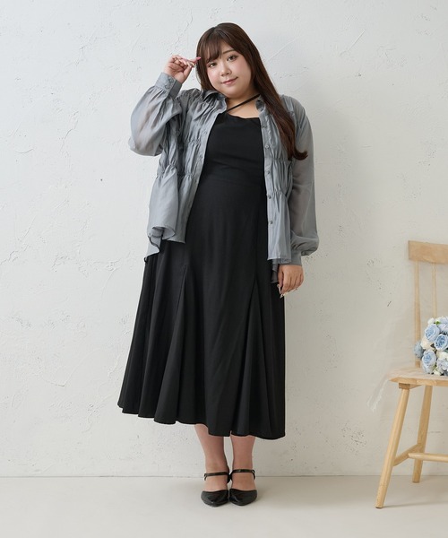 Louiosy(ルオシー)の「【Louiosy】【大きいサイズ】アソートIラインキャミワンピース(ワンピース・レディース・グレー/ホワイト系その他・4L/X-LARGE/3L)」の3枚目の写真