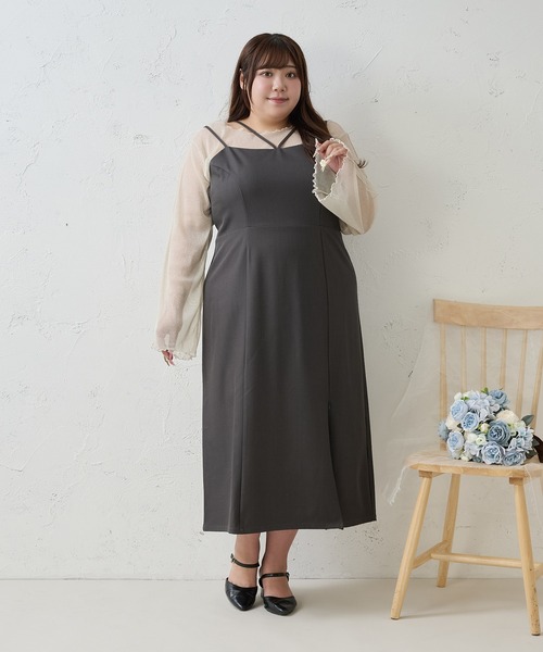 Louiosy(ルオシー)の「【Louiosy】【大きいサイズ】アソートIラインキャミワンピース(ワンピース・レディース・グレー/ホワイト系その他・4L/X-LARGE/3L)」の5枚目の写真