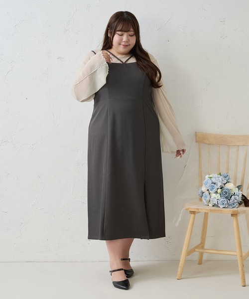 Louiosy(ルオシー)の「【Louiosy】【大きいサイズ】アソートIラインキャミワンピース(ワンピース・レディース・グレー/ホワイト系その他・4L/X-LARGE/3L)」の7枚目の写真
