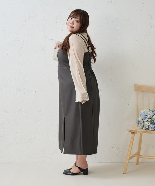 Louiosy(ルオシー)の「【Louiosy】【大きいサイズ】アソートIラインキャミワンピース(ワンピース・レディース・グレー/ホワイト系その他・4L/X-LARGE/3L)」の8枚目の写真