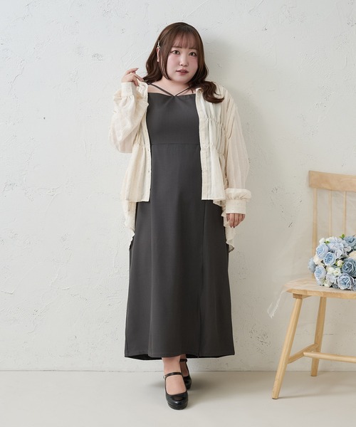 Louiosy(ルオシー)の「【Louiosy】【大きいサイズ】アソートIラインキャミワンピース(ワンピース・レディース・グレー/ホワイト系その他・4L/X-LARGE/3L)」の16枚目の写真