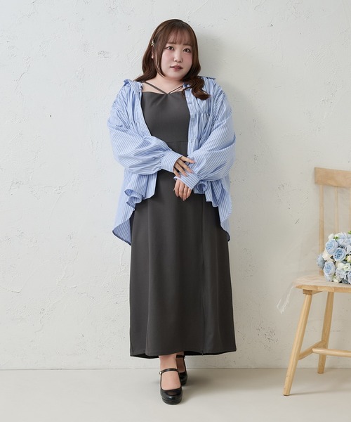 Louiosy(ルオシー)の「【Louiosy】【大きいサイズ】アソートIラインキャミワンピース(ワンピース・レディース・グレー/ホワイト系その他・4L/X-LARGE/3L)」の19枚目の写真
